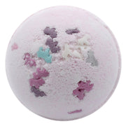 Fun Kids Magical Unicorn jumbo bath bomb. Pink with pink, purple, blue and white mini unicorns in.